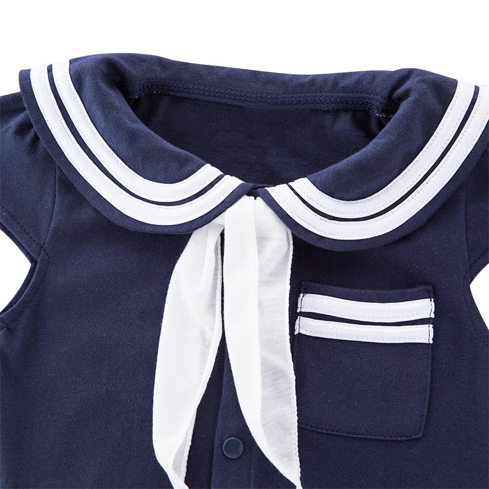 Lito Angels Deguisement Marin Fille Bebe Robe Onesie Nautique avec Chapeau Costume Marin Halloween Carnaval Fete Anniversaire Seance Photo Plage Ete