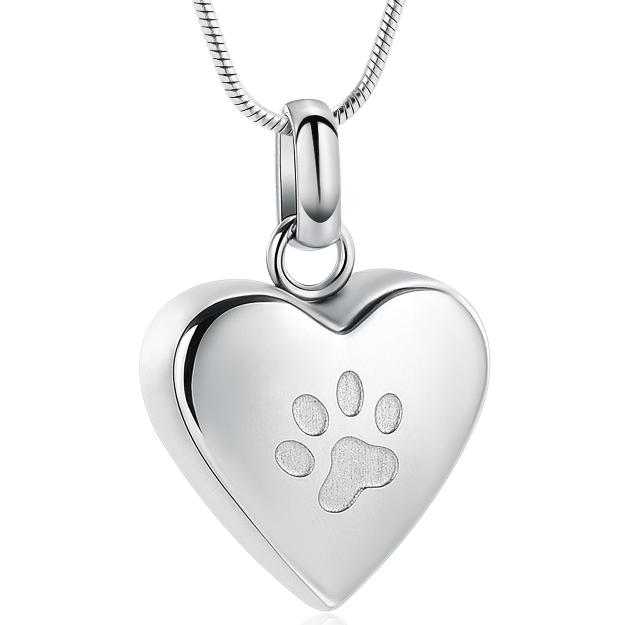 Collana con urna a forma di cuore per ceneri per cani con stampa di zampa di cane, per gioielli commemorativi per animali domestici