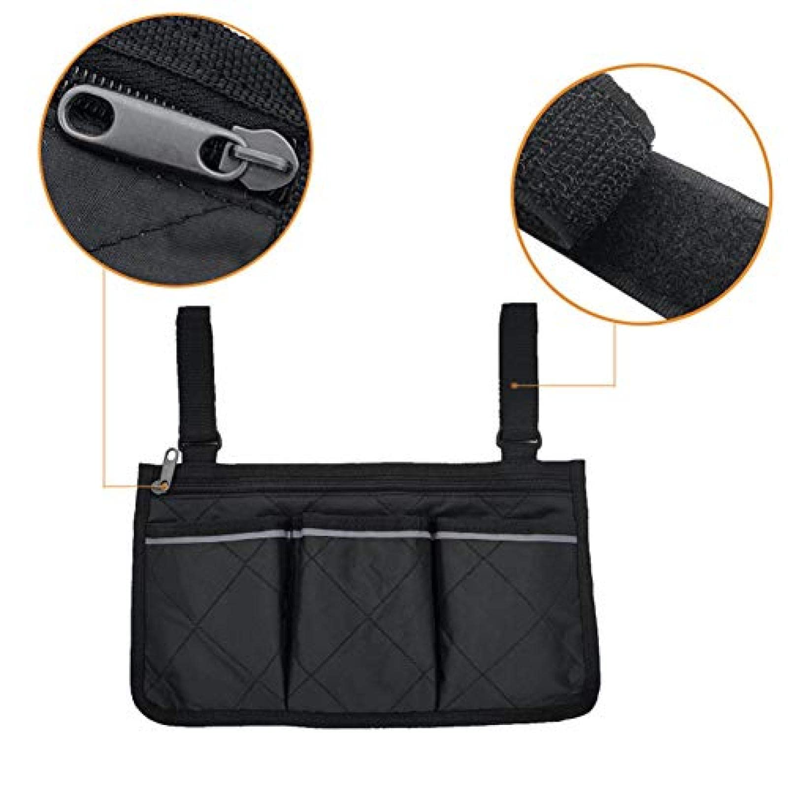 Bolsa Lateral para Silla de Ruedas, Bolsa organizadora para reposabrazos, Bolsillo para Andador, Soporte para teléfono, Bolsa para Scooter, Silla de Ruedas, Scooter eléc
