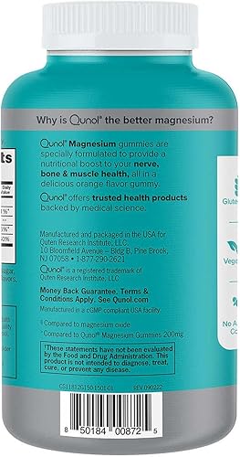 Miniatura 3 de Qunol Magnesio Extra Strength 250 mg  Suplemento de magnesio de alta absorción  Apoya la salud nerviosa, salud ósea, salud muscular, vegetariano,