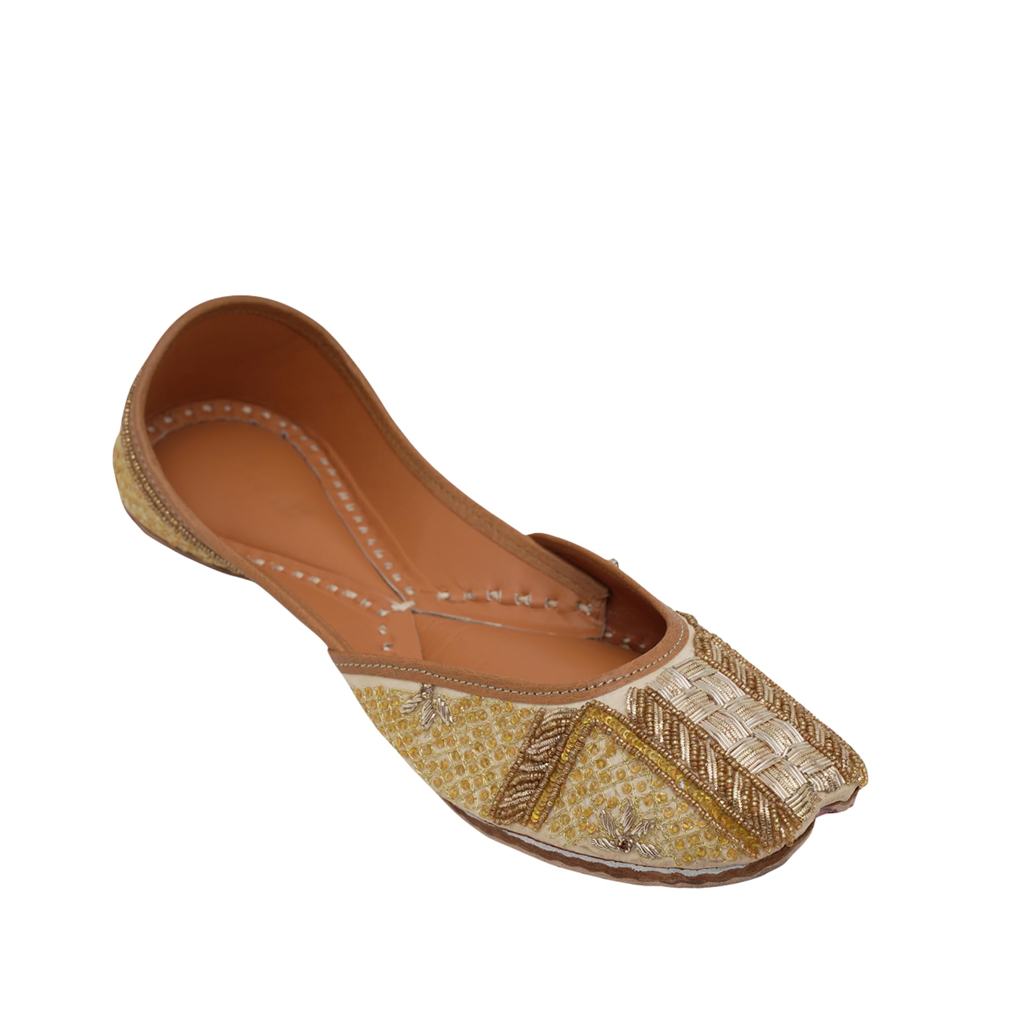 Women embroidered Mojaris Flats | Gold-image-45