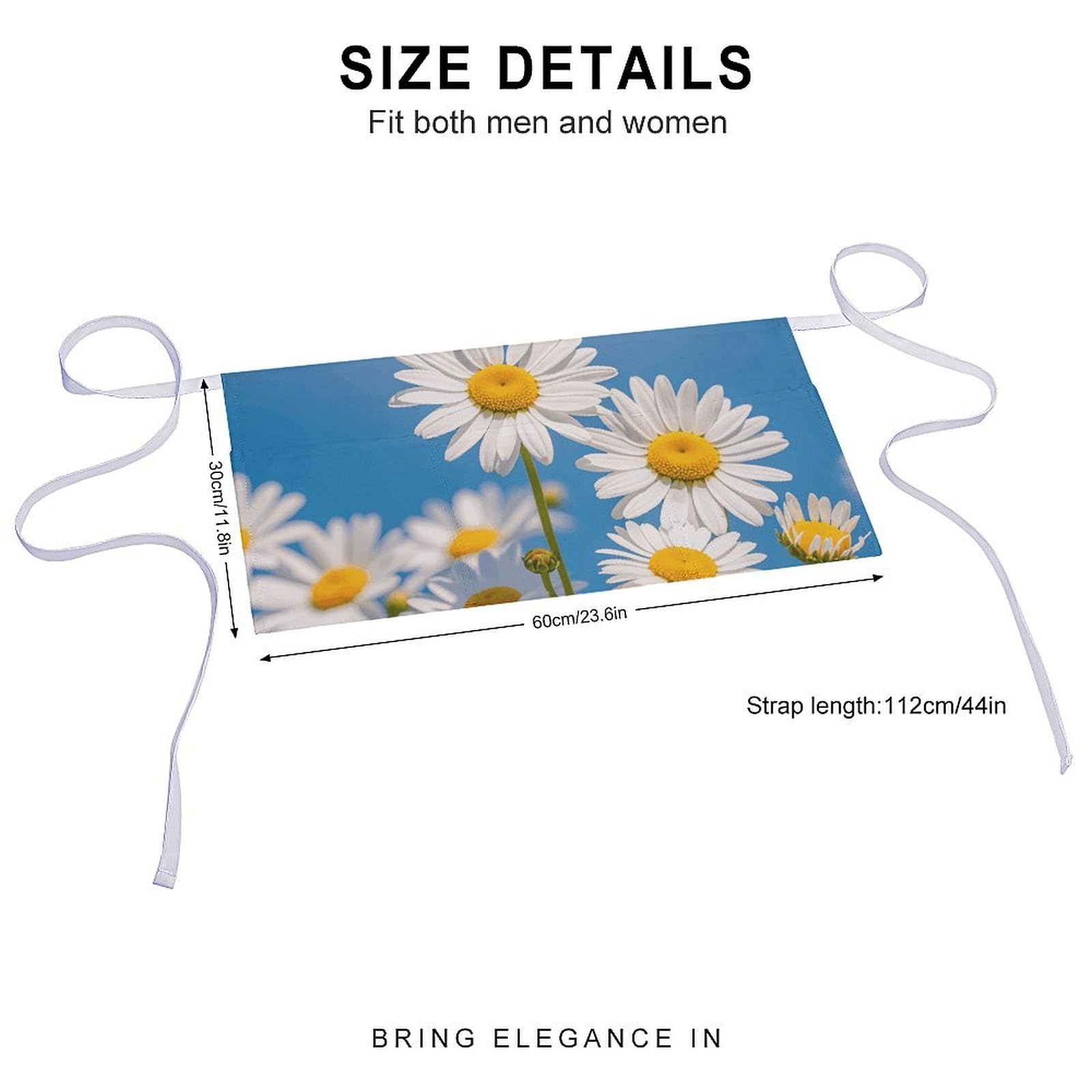 DJUETRUI Spring Daisy Flowers Adjustable for Women Men with Pockets Extra Long Lab Apron Butcher Apron Oxford Cloth Cotton Apron for Kitchen Cooking Baking