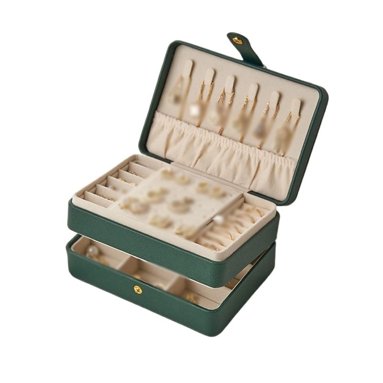 Shihan-2015 Jewelry Organizer Vintage Leather Jewelry Box Large Capacity Three-layer Necklace And Earring Storage Case Jewelry Storage Case(Green)