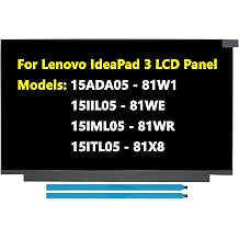 New LCD Screen - Replacement for Lenovo IdeaPad 3 - 15IML05-81WR, 15ADA05-81W1, 15IIL05-81WE, 15ITL05-81X8 Laptop Display Part No 5D10T05360, 15.6", HD, Touch, Anti-Glare, TN