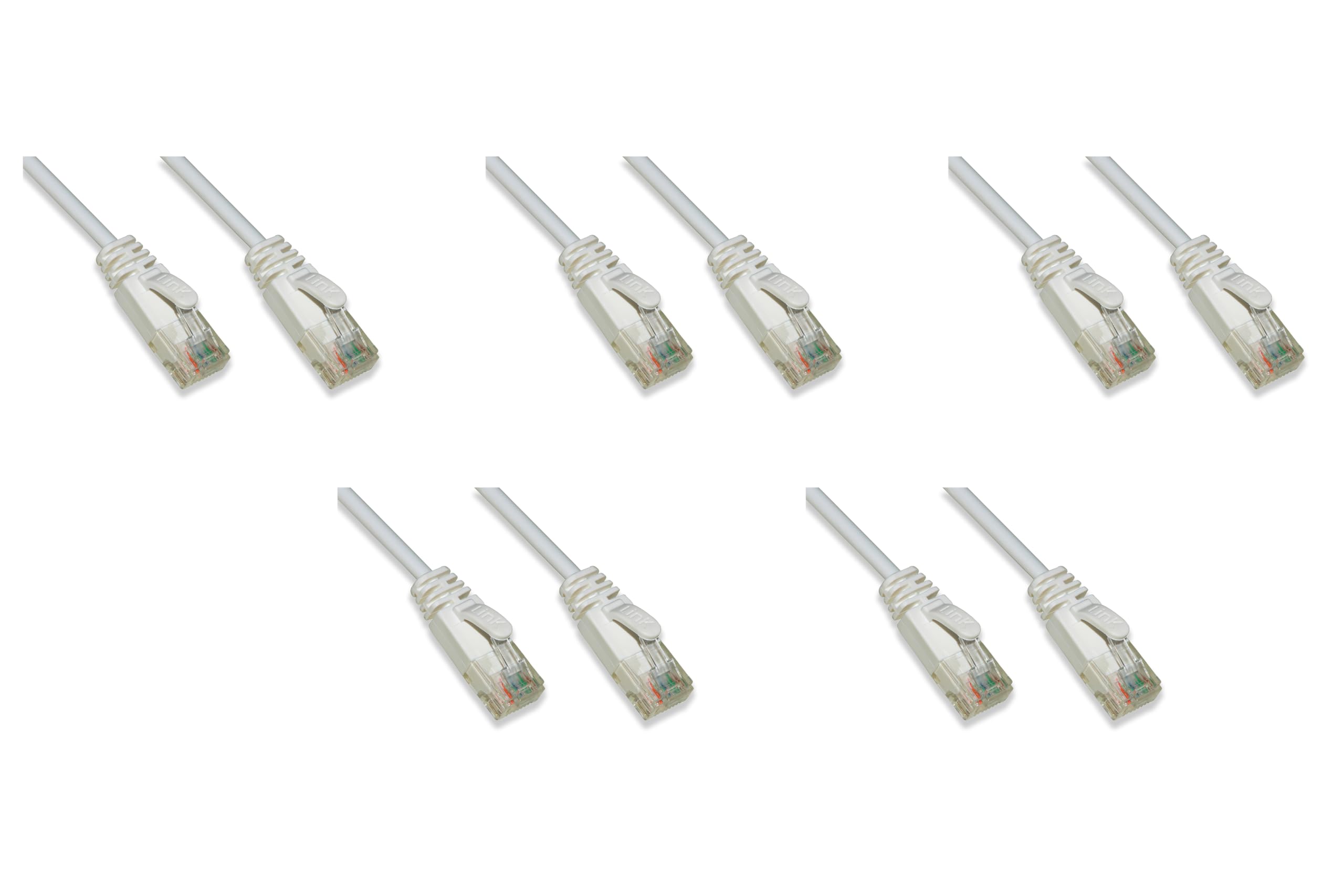 LINK LK6U100S05 - cavo rete categoria 6 non schermato utp colore grigio halogenfree mt 10 slim confezione da 5 pezzi