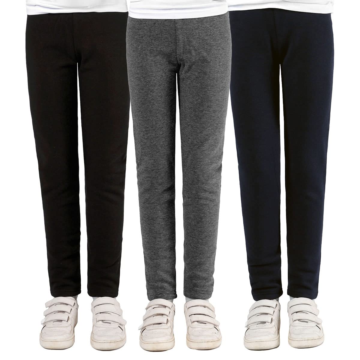 Staccato Leggings termici da bambina, foderati, elastici, caldi, morbidi, per bambini e bambini, singoli o in pratica confezione da 2