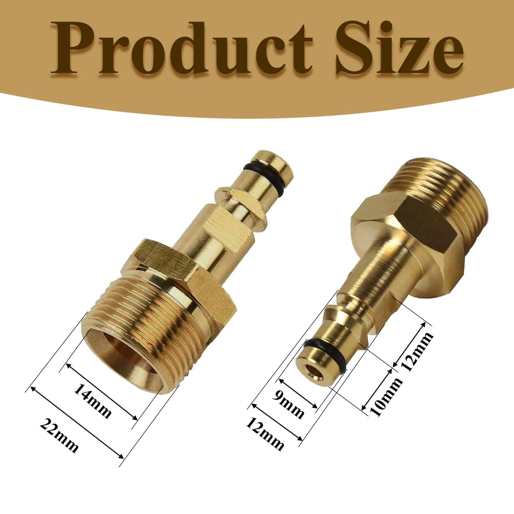 High Pressure Washer Adapter Brass M22 Pressure Washer Plug Threaded Hose Adapter Quick Connect for K-Series Garden Gun Hose Pipe Convert Tool - Image 2