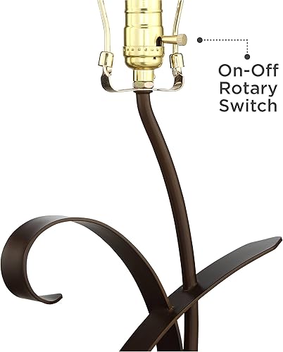 Miniatura 9 de Franklin Iron Works Teri - Lámpara de mesa rústica estilo granja de 27 pulgadas de alto, estilo vintage, marrón, luz de metal, mica, cónica,