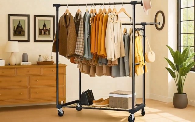 PluieSoleil ハンガーラック 頑丈 2段 200kg耐荷重 伸縮ポール Amazon｜PluieSoleil ハンガーラック 頑丈 2段 200kg耐荷重 伸縮ポール