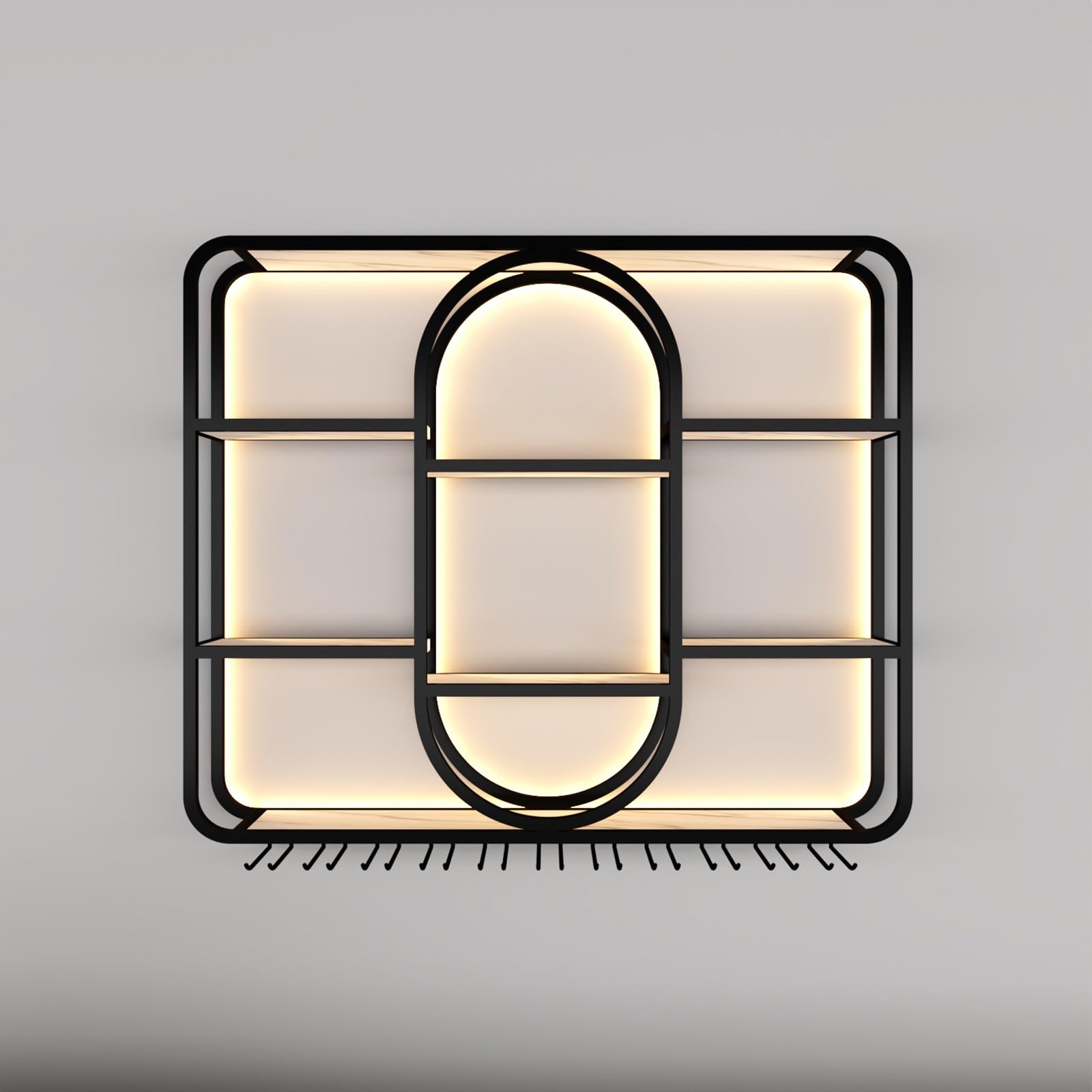 Porte-bouteilles et verres lumineux pour créer un coin bar lounge chez soi