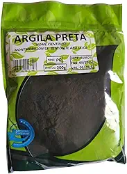 Argila Preta Natural, Montmorilonita e Sílica em Pó, 200g, para Tratamentos Corporais e Faciais