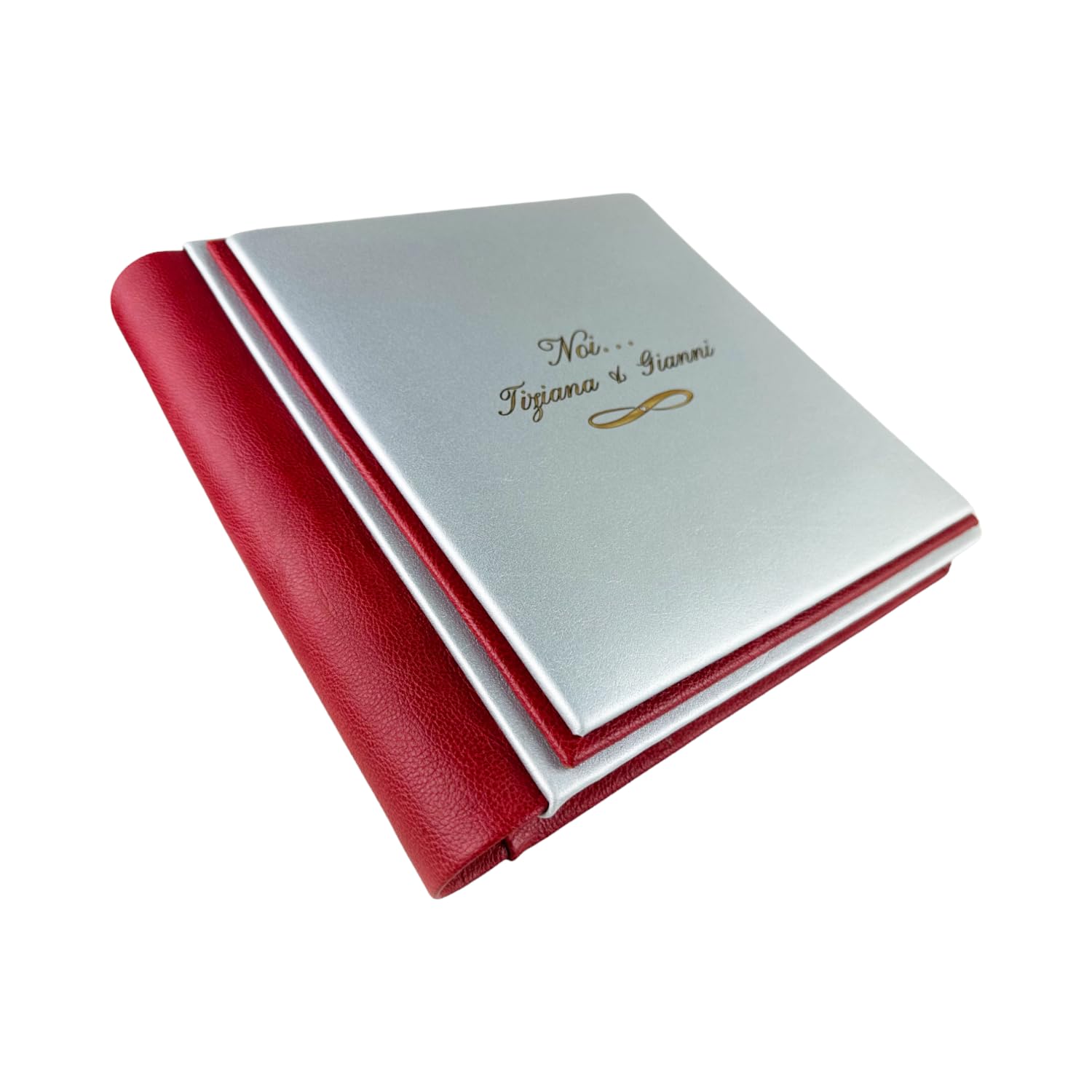 Album fotografico - Eclissi Soft - in similpelle, personalizzabile con incisione. Ideale per Matrimonio, Anniversario, Comunione, Battesimo, tutti gli eventi (Crema/Nero