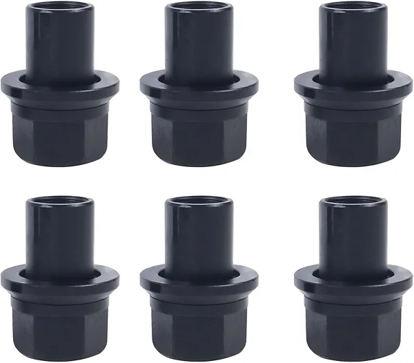 6 Pack Two-Piece 28mm Sleeve Wheel Lug Nuts Fit for Heavy Duty Semi Trucks with Hub Piloted Steel Dual Alcoa Aluminum Wheels, M22x1.5 Flanged, 33mm Hex, 26mm Bolt Hole, Black, Torque 450-500 ft-lbs