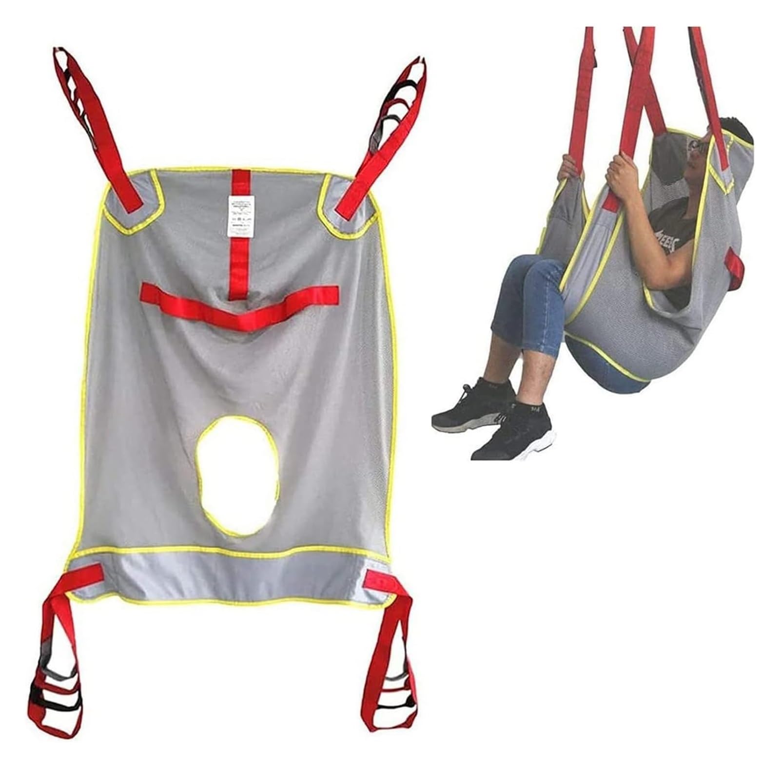 Eslinga de ducha，Traslado de paciente， Arnés for inodoro, arnés for grúa, elevador de piernas, arnés reutilizable de cuerpo completo, elevador de pacientes(X-Large)