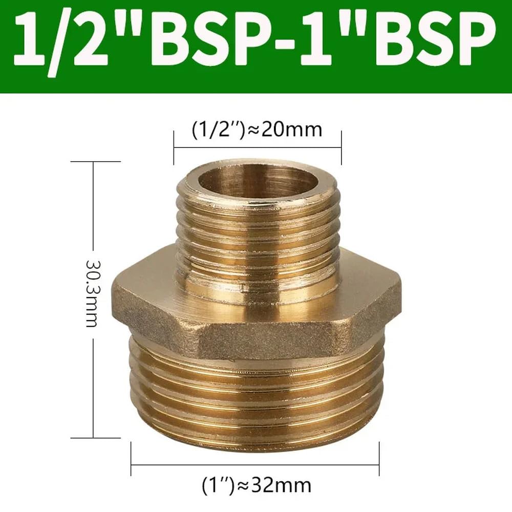 Accesorio de boquilla hexagonal para tubería de latón, 1/8", 1/4", 3/8", 1/2", 3/4", 1", conector de adaptador rápido con rosca macho para agua, aceite y gas, 1 l2 a 1, 10 piezas