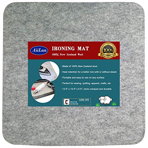 13.5 x 13.5 Quilting Ironing Pad for Quilters – Wool Pressing Mat, Portable Wool Felted Iron Board