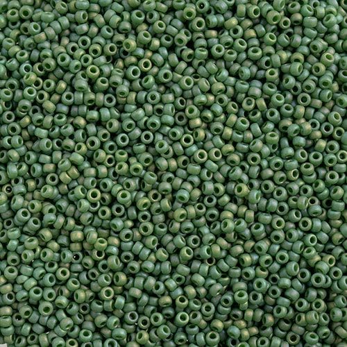 Miyuki Seed Bead 15/0 Frosted Glazed/Rainbow Green Pine Matte AB 250Grams of Japanese Glass Beads