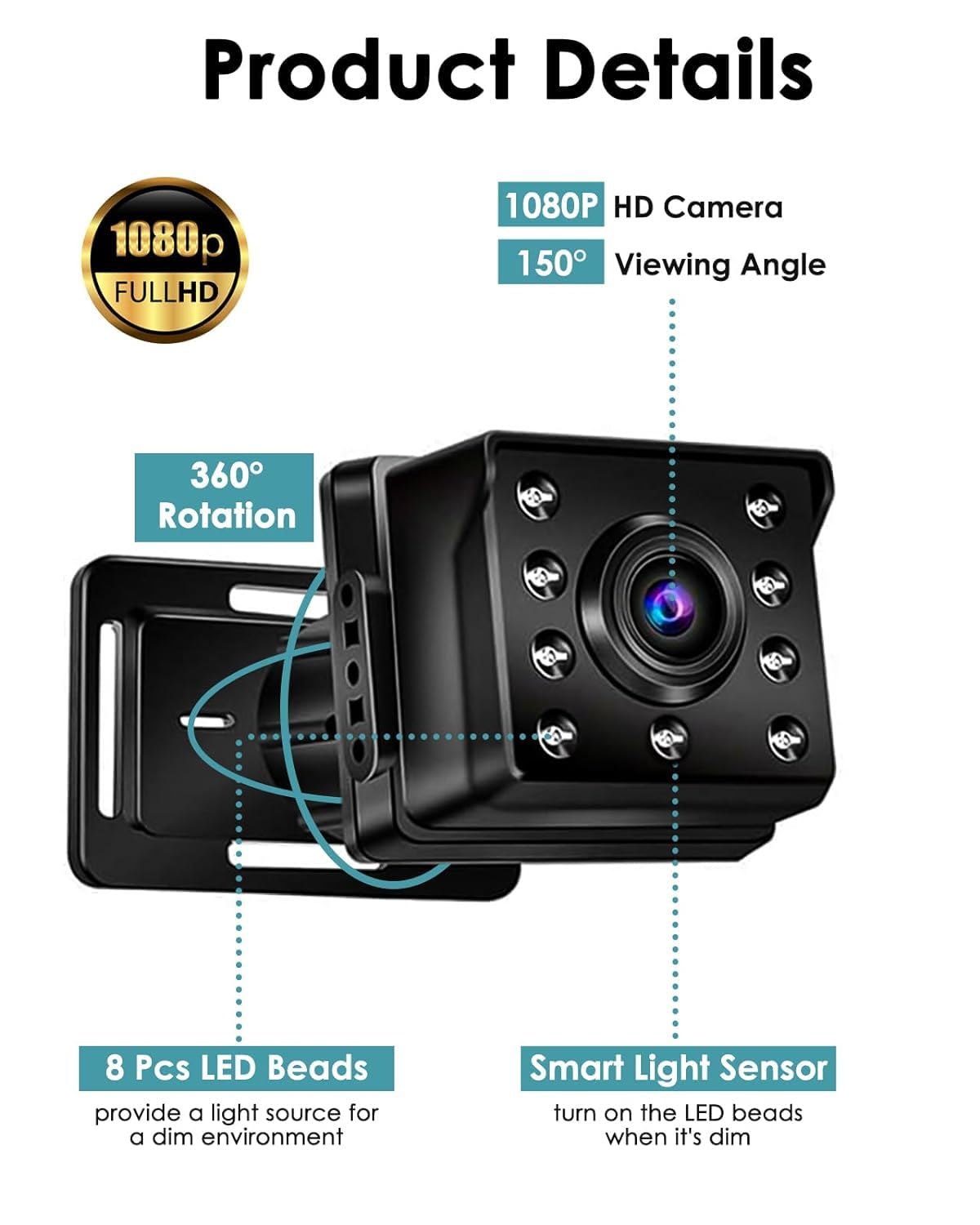 CLT-805 - Specchio per auto per bambini con display HD 4.3 HD, telecamera di sicurezza per seggiolino auto con ampia visione cristallina, osserva facilmente i movimenti del bambino (non USB)