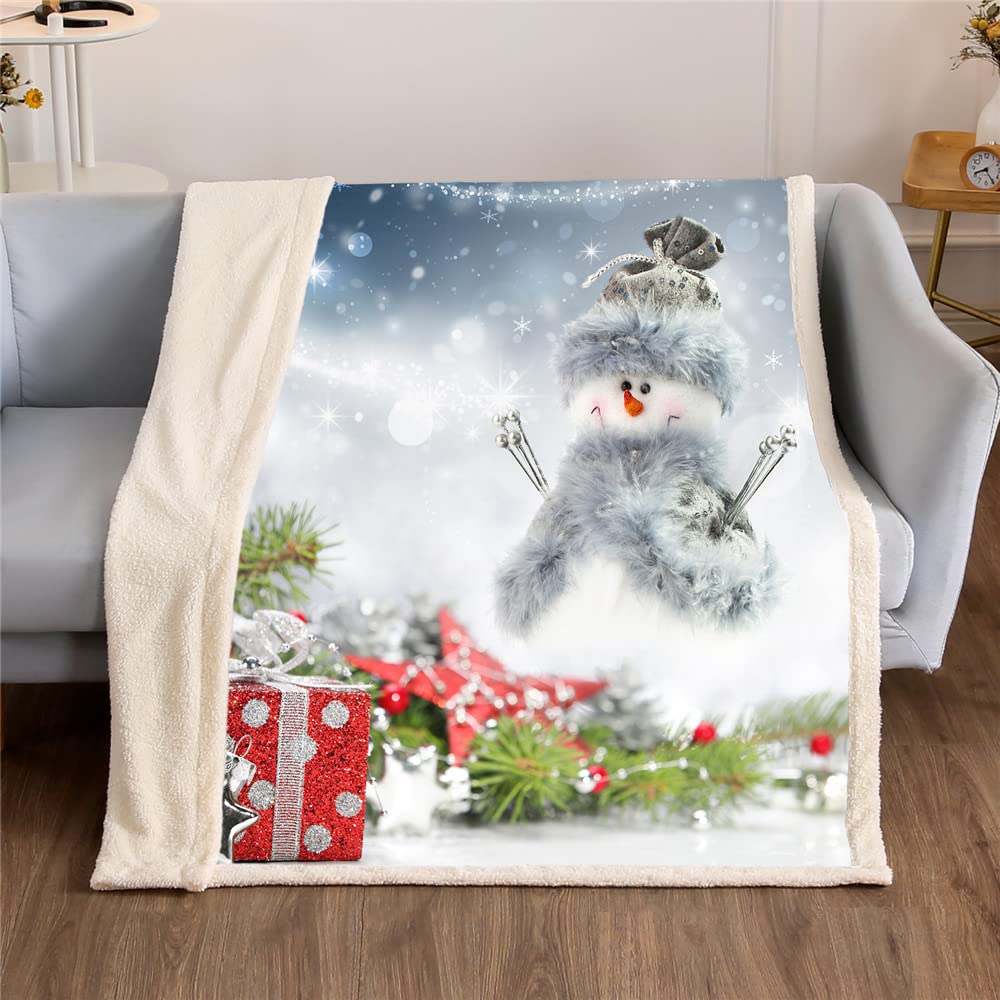 ENEN Navidad Mantas Polar de Sherpa Mantas Sofa/Cama 90/150 Invierno Multiuso con Microfibra Extra Suave Lana de Cordero Manta Polar Grande Suave Cálida Manta (76x102cm,Nieve)