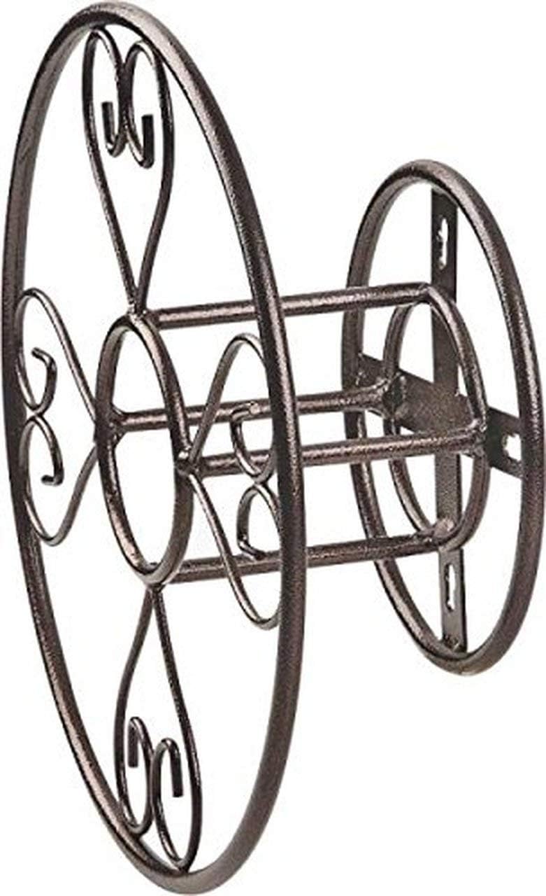 Rocky Mountain Goods Wall Mount Decorative Hose Hanger - Heavy Duty Steel with Powder Coated Decorative Brown Finish - Includes Installation kit - Holds up to 150 feet of Hose - Rust Resistant