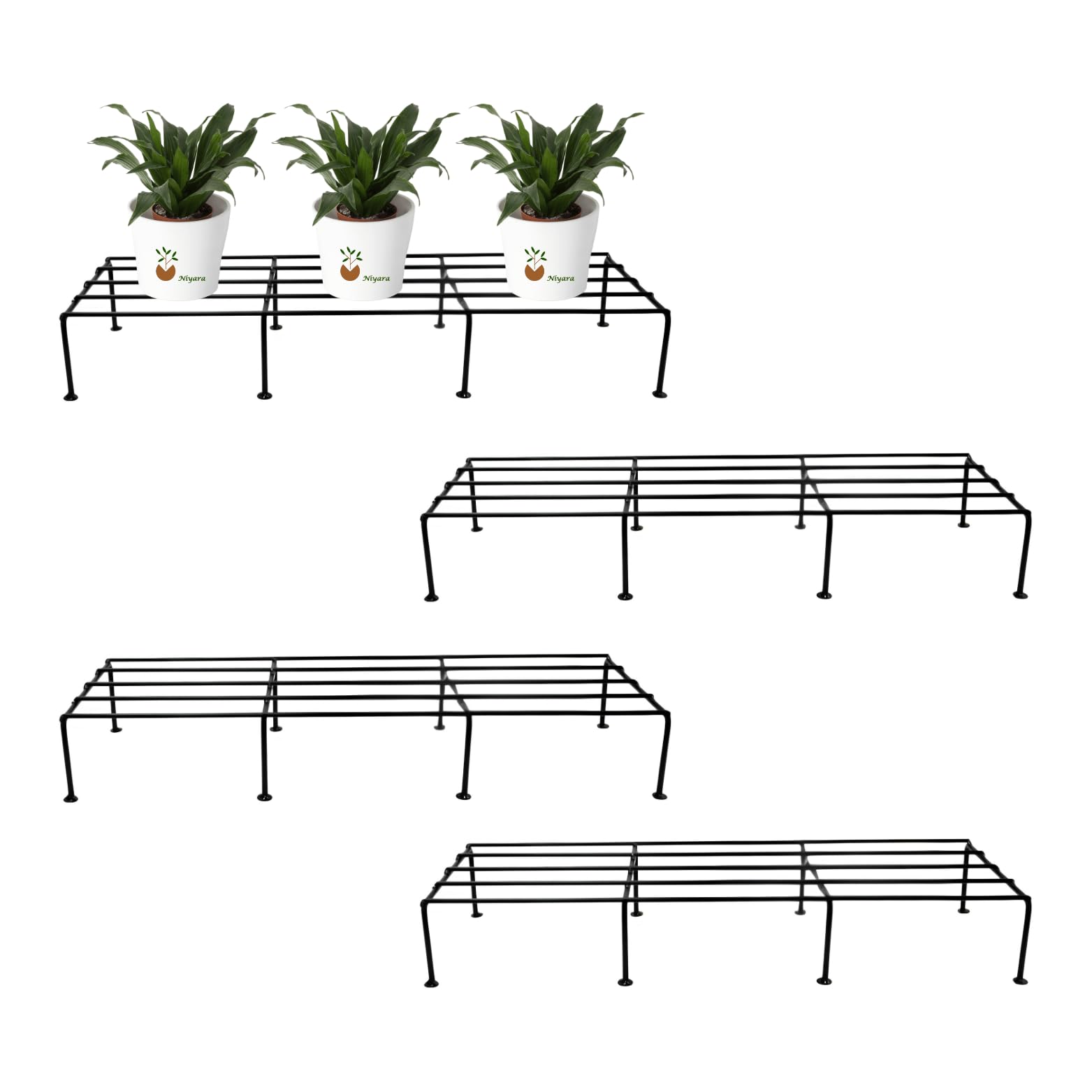 Niyara || Metal Planter Stand || Plant Stand for Pots|| Outdoor Plant Stand (New Large Stand Set of 4) (B0DGLMBD7W) Amazon Price History, Amazon Price Tracker