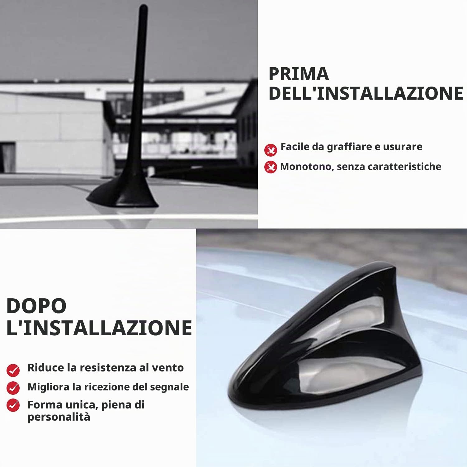 Psler® Antenna del Segnale Radio Della del Pinna di Squalo per Compass/Renegade 2017-2023(Nero)