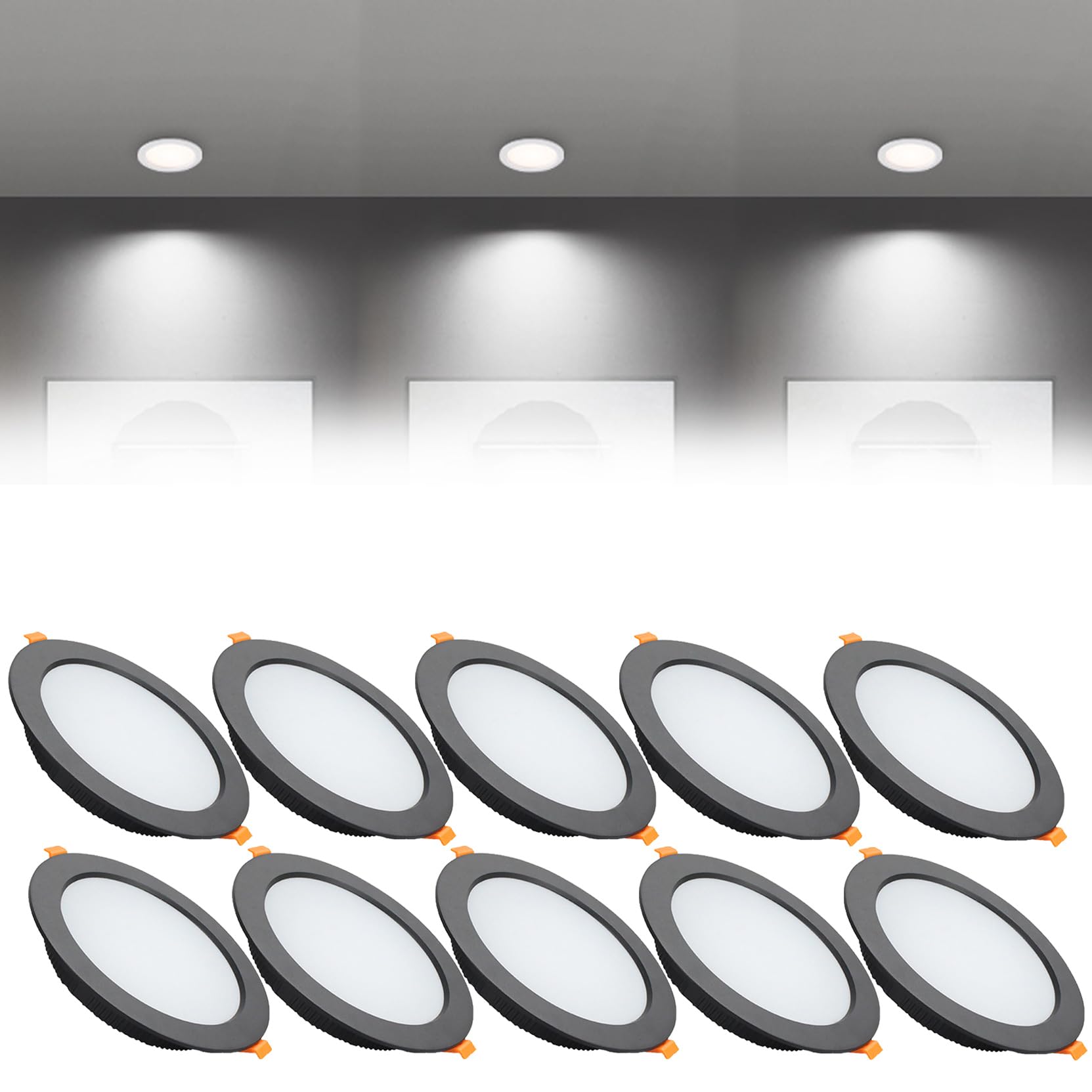 Syibelters 21W LED Recessed Ceiling Lights 180mm Cold White 6000K 21W 240LM, Cut Φ160-170mm, AC110-240V Ultra Slim Downlights, LED Panel Light for Living Room Hallway, 10 Pack