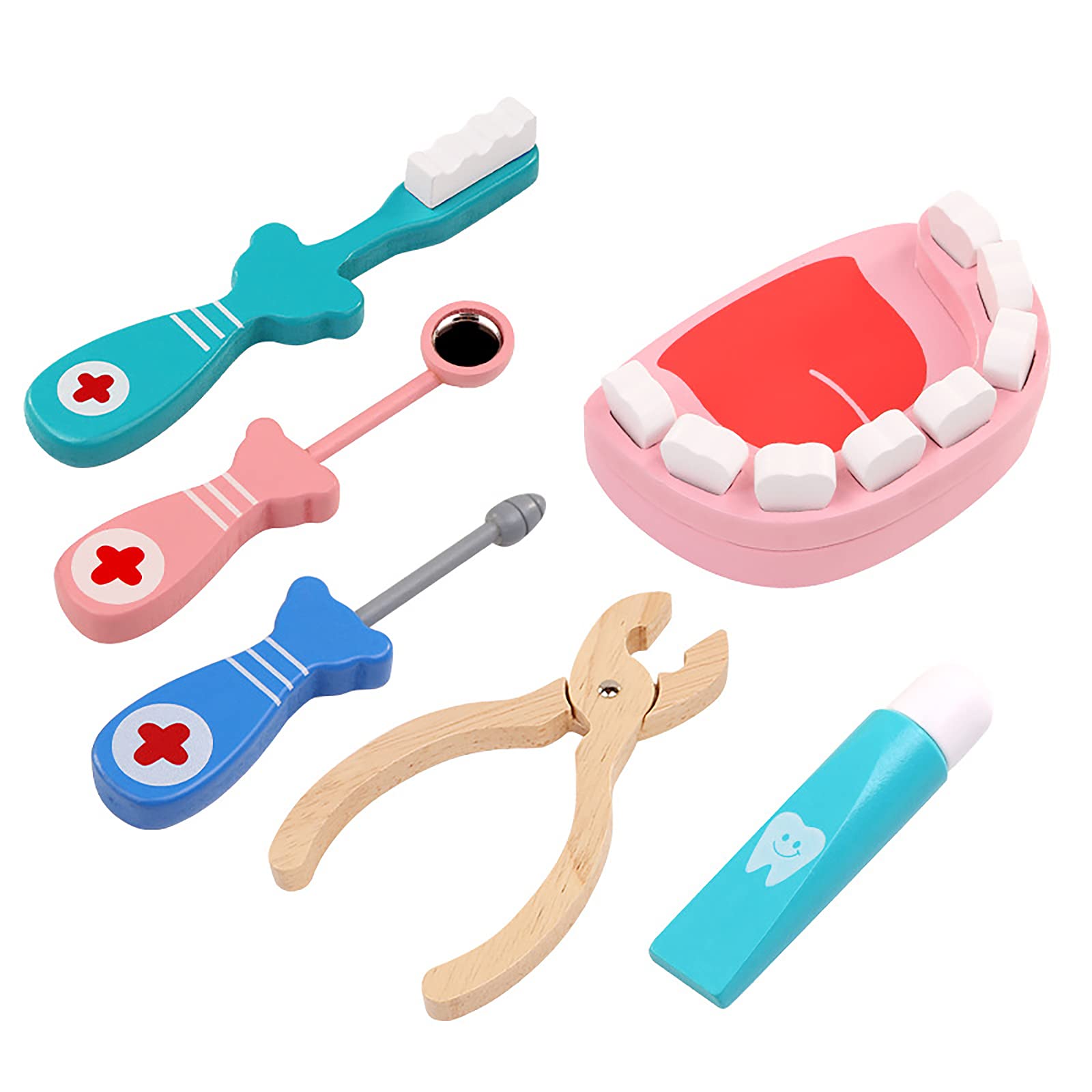 Maletín De Dentista Para Niños Asaiy – 20 Piezas De Madera, Juego De Rol Educativo Con Modelo Dental, Para Niños De 3 A 5 Años