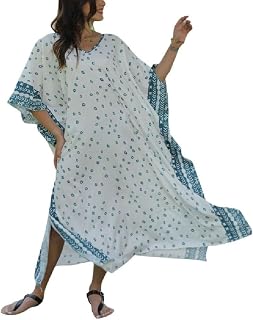 Vestido longo moderno robe tamanho confortável saída de praia com estampa de pontos kaftan roupa de dormir feminina festa na praia