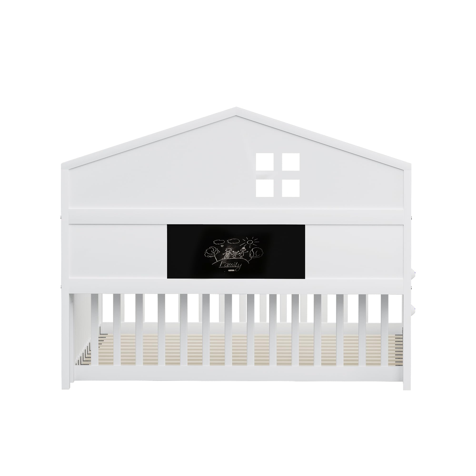 Letto per bambini 140 x 200 con Testiera Contenitore e Barra Portafoto, Montessori Letto a Terra per Bambini con Rete a doghe, Struttura Letto in Legno Massiccio, Letto Piazza e Mezza per Bambini