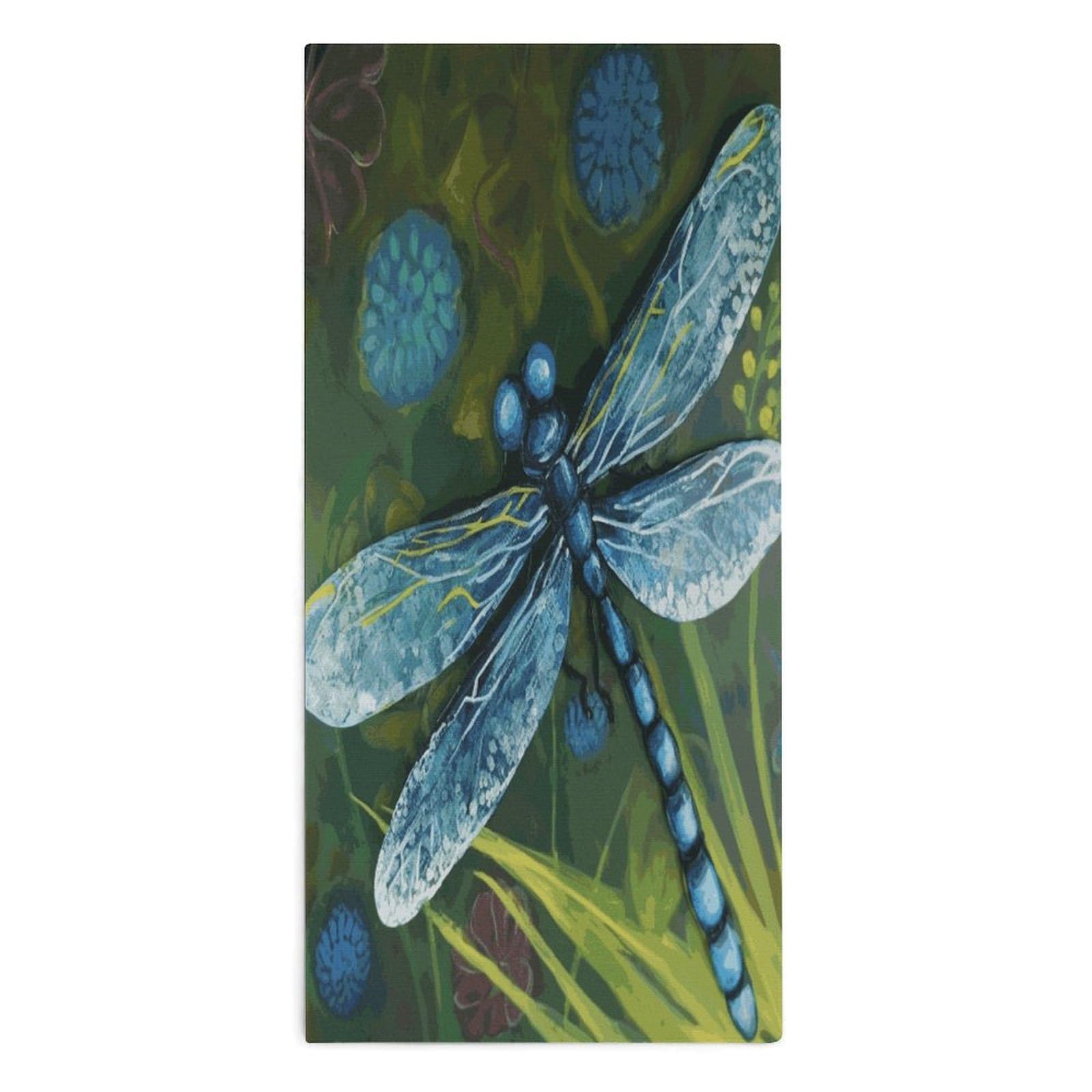 Btcowzrv Style Hand Painted Blue Dragonfly Bath Towel Beach Towels Shower Towel