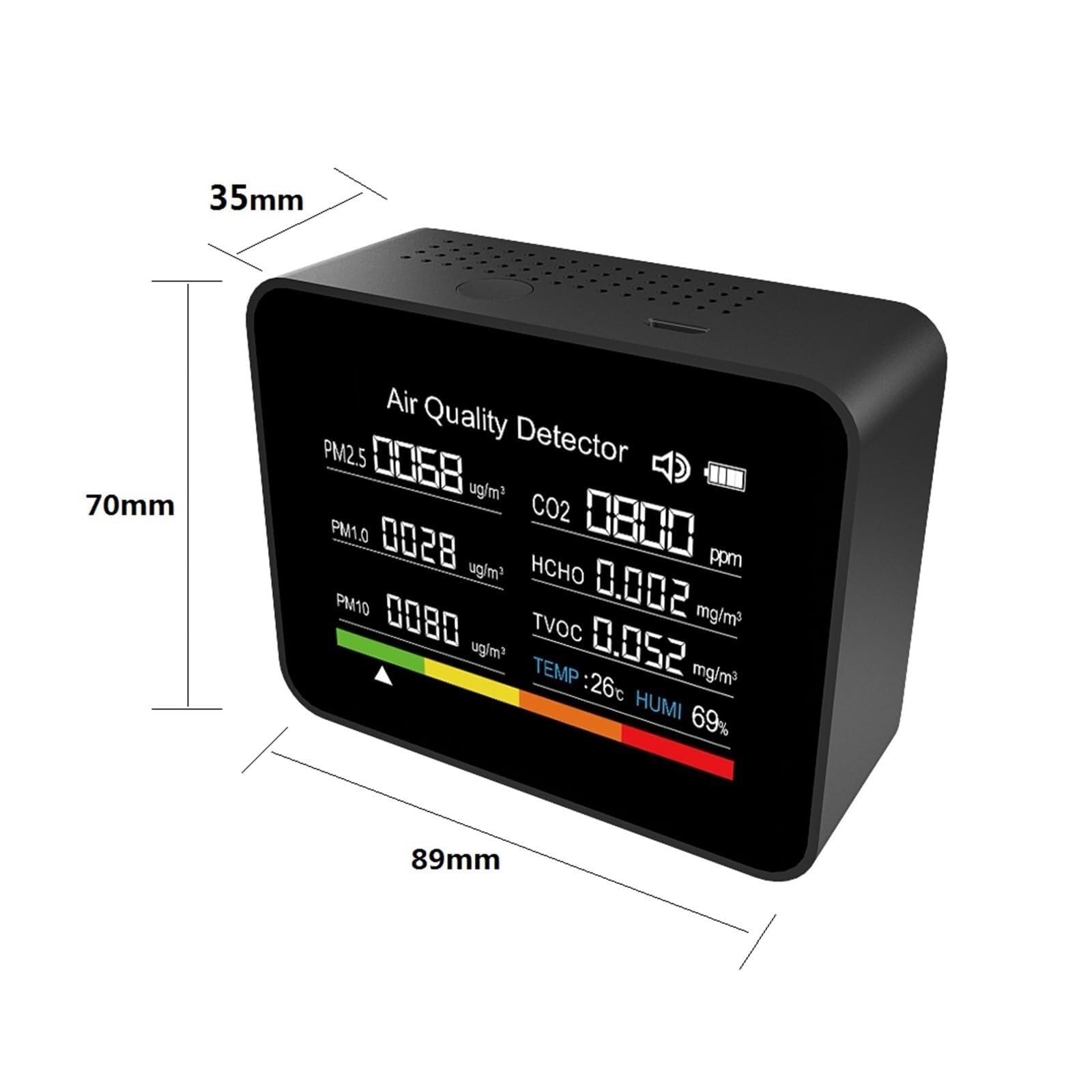 Monitor de co2, Monitor De Calidad del Aire Probador 13 En 1 Temperatura Humedad Hora Fecha Alarma Temporizador Cronómetro Medidor para el hogar(White)