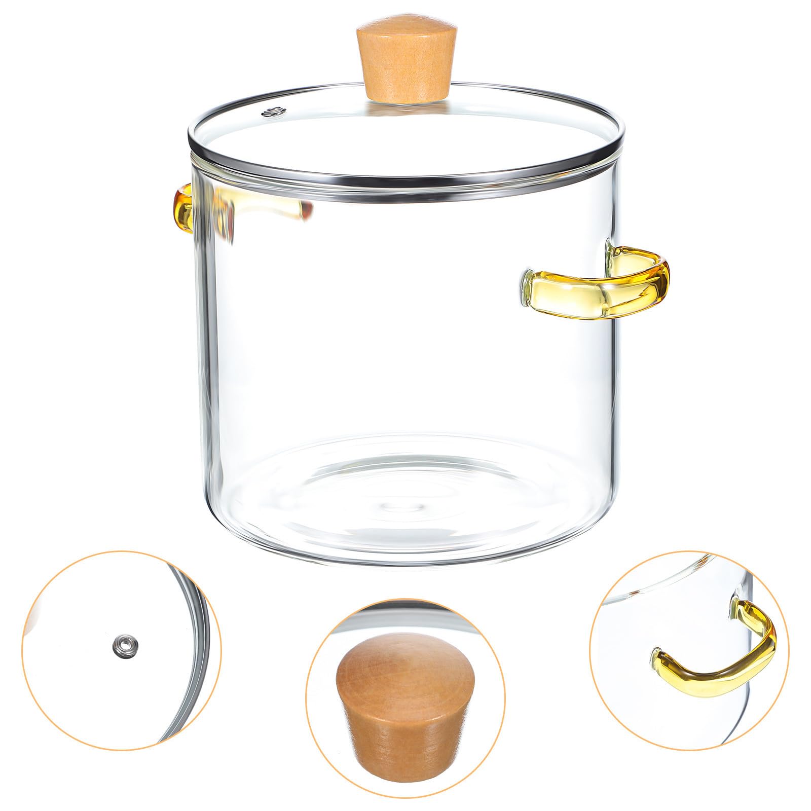 Olla de Vidrio para Estufa de 2300ml Asas de Madera