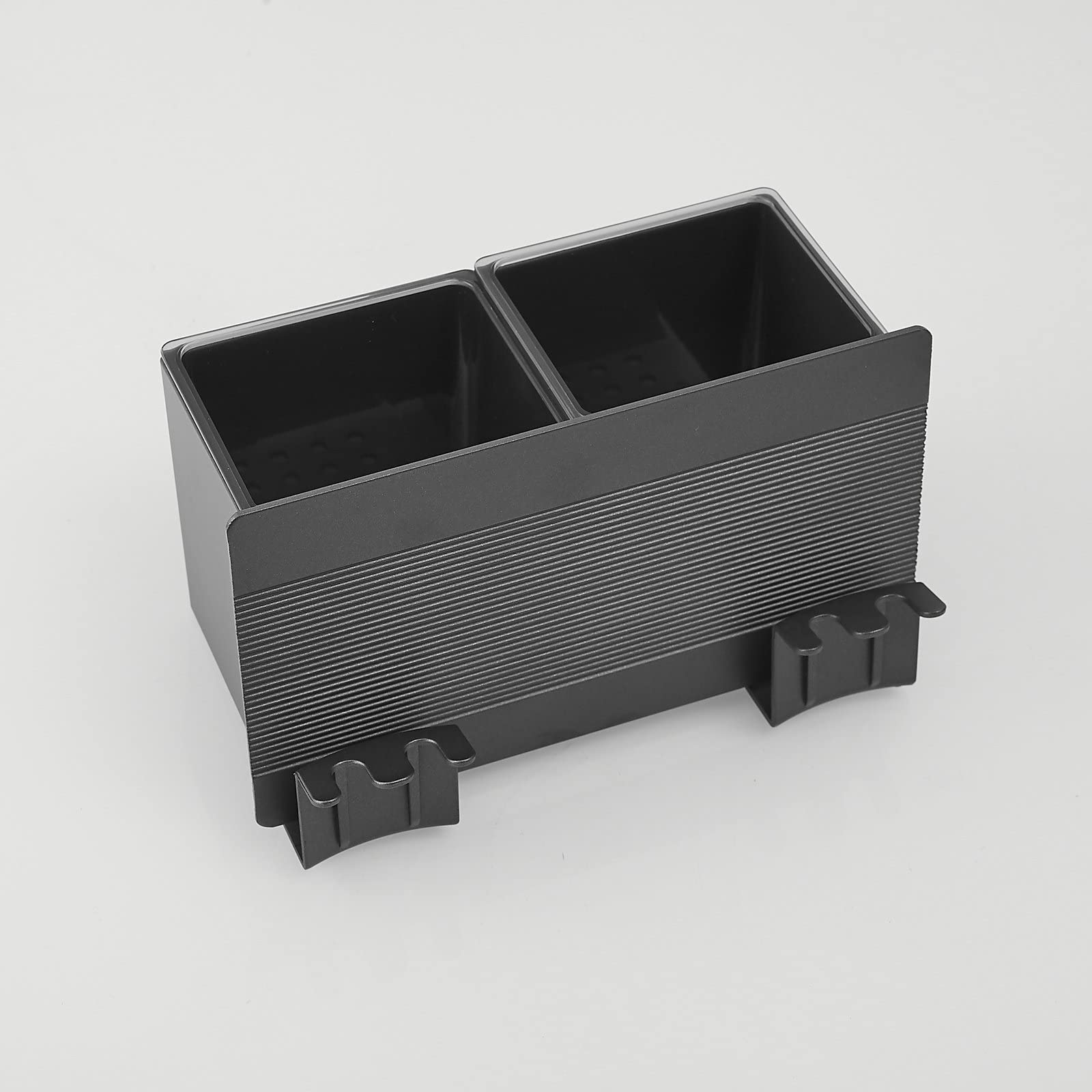 Portaspazzolini Elettrico Da Bagno Con 2 Scomparti, Autoadesivo In Alluminio - Organizer Da Parete Per Spazzolino, Dentifricio E Accessori, Nero