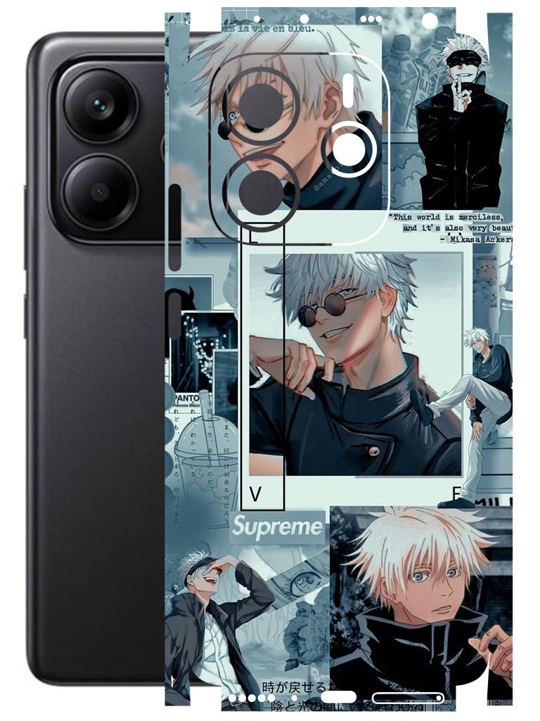 atodds mobile skin sticker wrap | compatible for redmi note 14 (5g) | scratchproof matte finish | full coverage for all sides & camera protection (gojo-saturo)