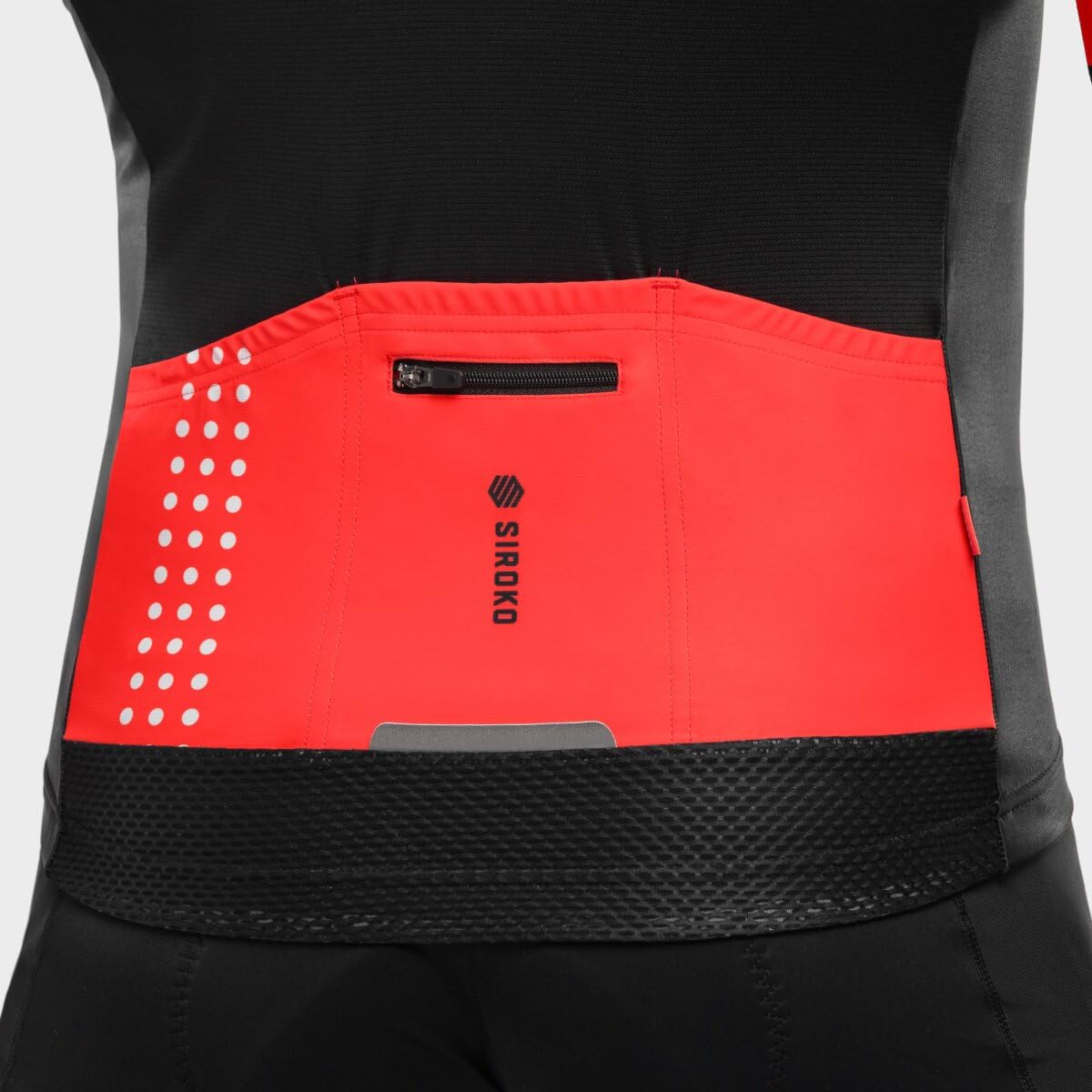 SIROKO - Maillot Manga Larga para Ciclismo M2 Rider - XS - Negro/Rojo