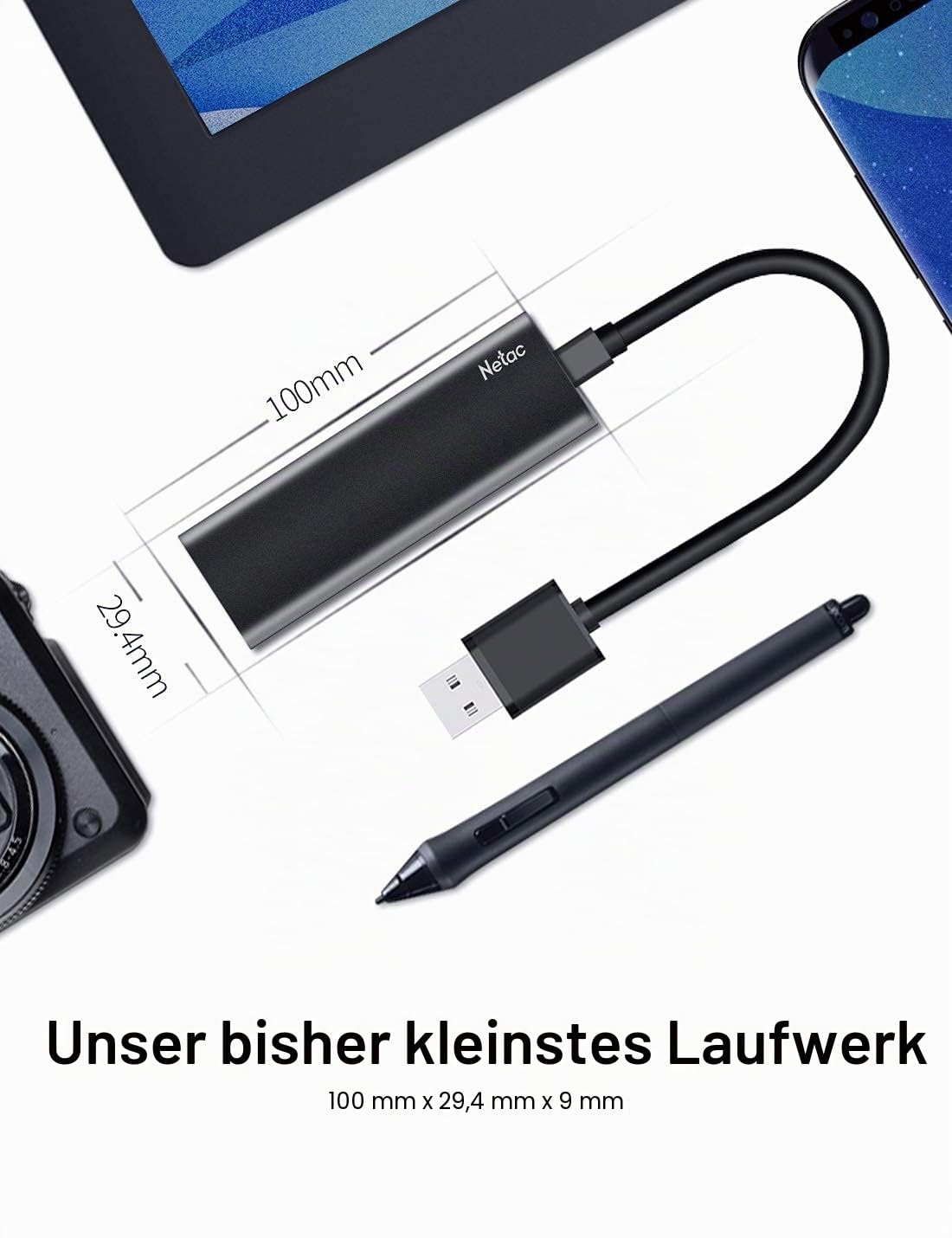 Netac USB Externe Festplatte SSD 250GB External High Speed USB c 3.2 g2 Aluminium - Portable SSD