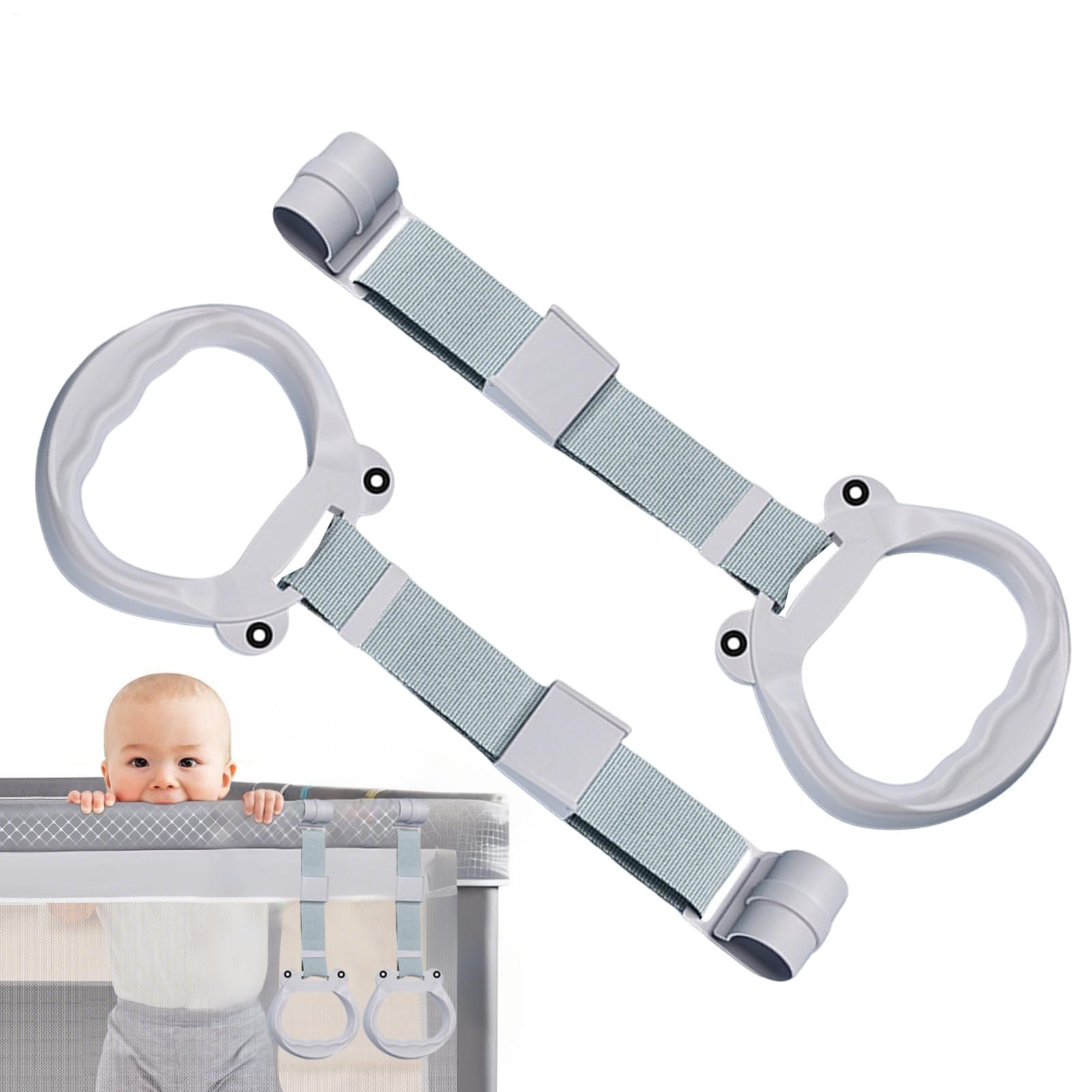 Play Pen Pull Up Rings,2 Pieces Pull Up Handles for Playpen Walking Assistant | Portable Activity Toys Safety Exercise Bed Stand Up for Toddler, Kids, Learning