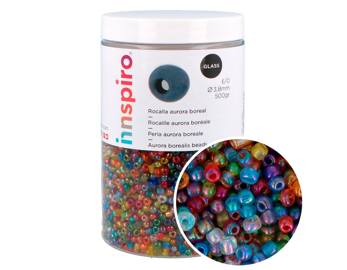 INNSPIRO Round Glass Rock Aurora boreale Mix 3.8mm 6/0-500g.