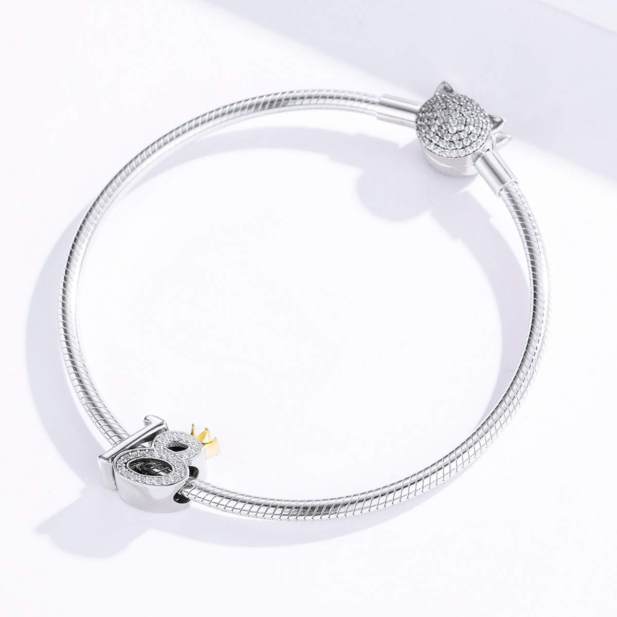LLXYWJ Liebes-Fußabdruck-Charm, 925er Sterlingsilber, Herz-Anhänger, Familie, Jahrestag, Weihnachten, Geburtstag, für Armband (Roségold)