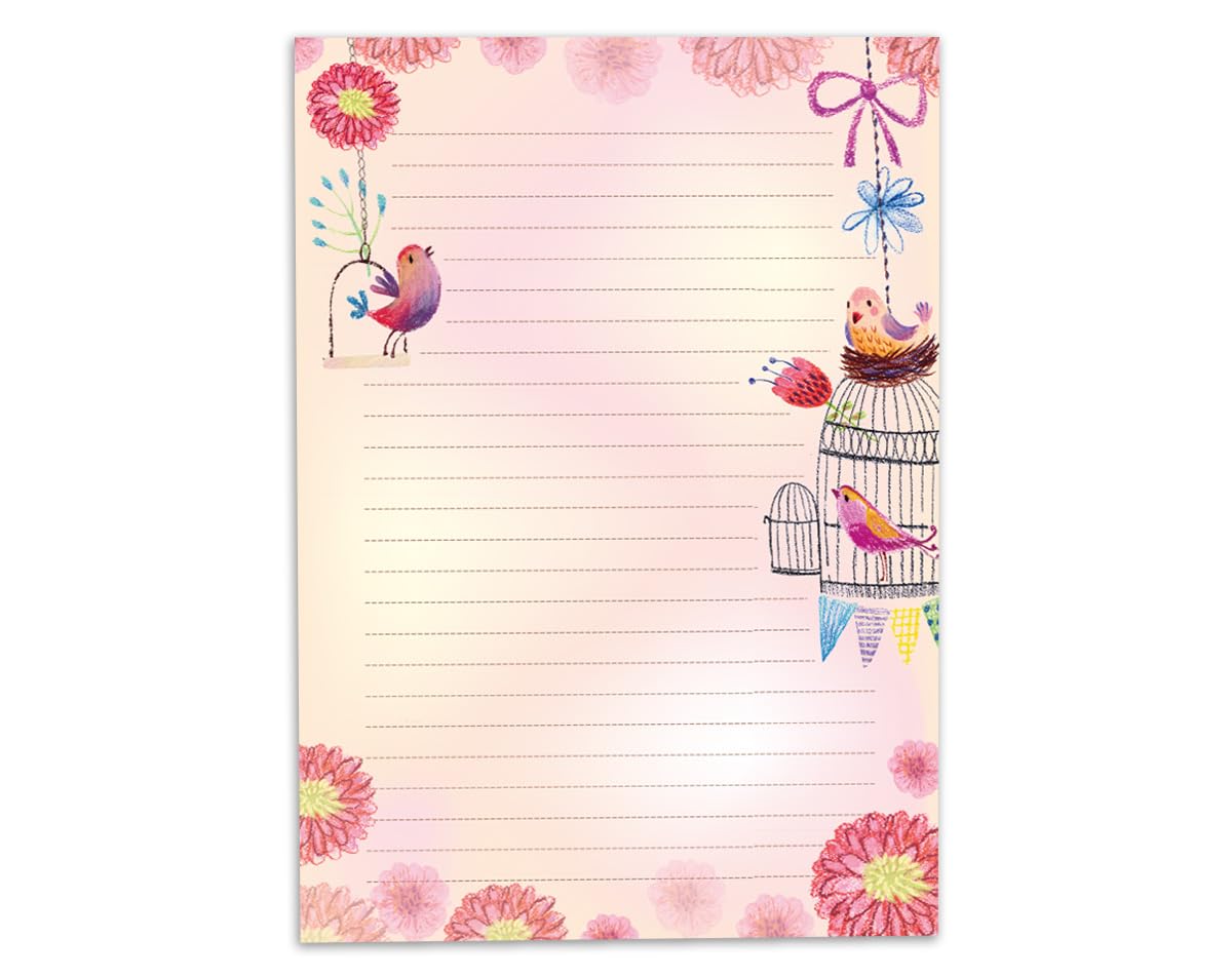 Writing Paper Set Letter Pad with Envelope for Boys Girls Kids Bird Flowers (A4 Pad with 25 Sheets + 15 Envelopes) - Image 3