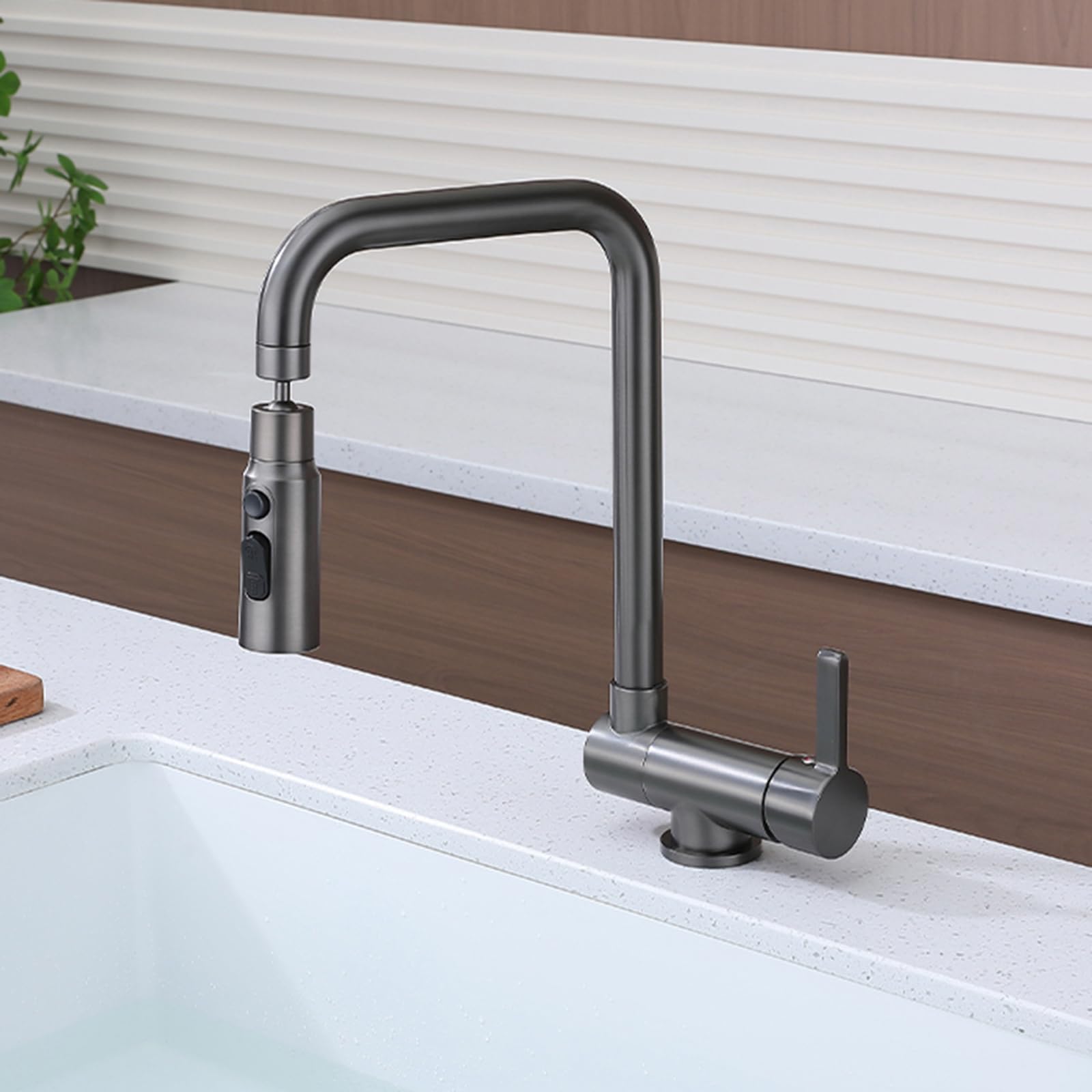 ZYCHSJXA Kitchen Folding Sink Tap Grey 360 Degree Swivel Spout Single Lever Faucet Mixer Taps L Shape