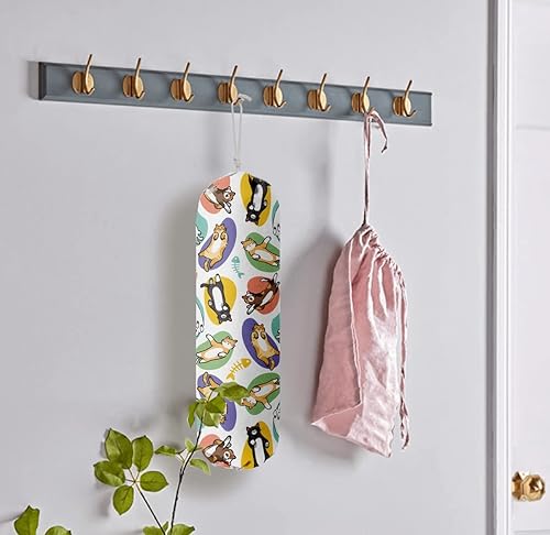 Miniatura 5 de Organizador de bolsas de comestibles con patrón de gato para bolsas de compras, bolsas de plástico de montaje en pared, dispensadores de