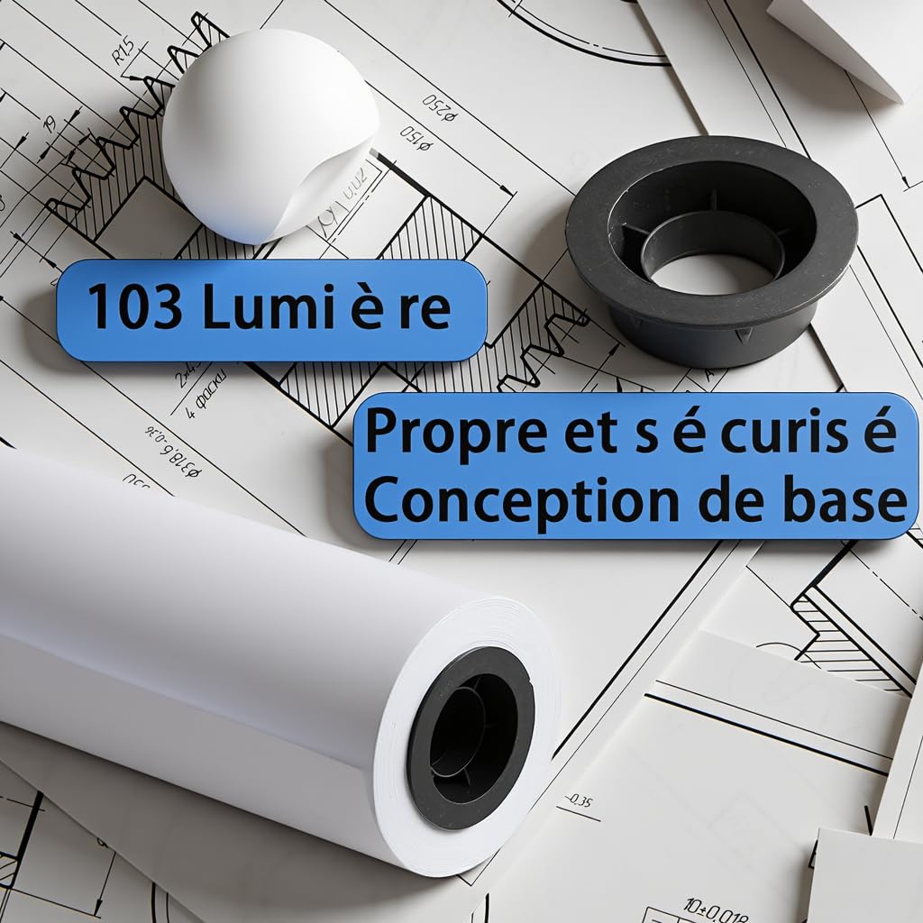 610 mm x 50 m, Plotterpapier 24 Zoll x 150 m, ideal für CAD-Zeichnungen, Ingenieurpläne, GIS-Karten und architektonische Designs (4 Rollen, 2 Zoll Spannfutter)