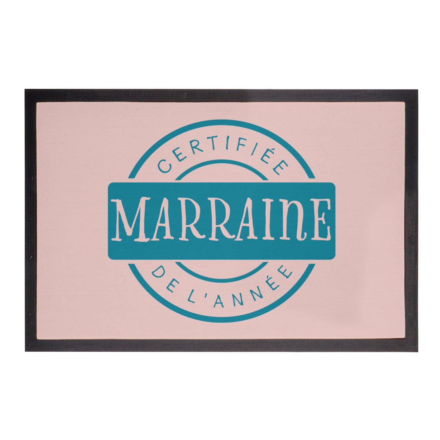 Paillasson rose original 60x40 pour honorer la marraine lors d'un baptême