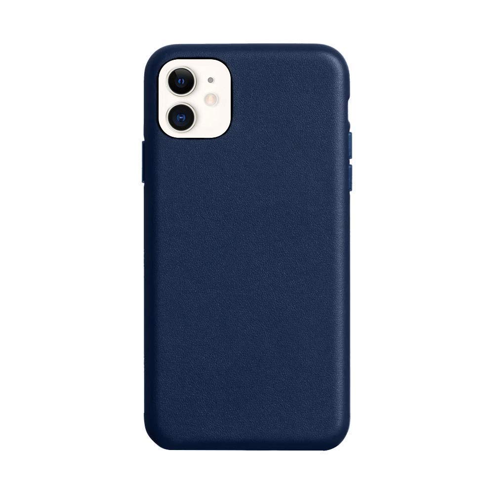 K-DOOfor iPhone 11 Case Noble Collection Leather Original Design Metal Buttons Business Style Phone Cover (dark blue, iPhone 11)