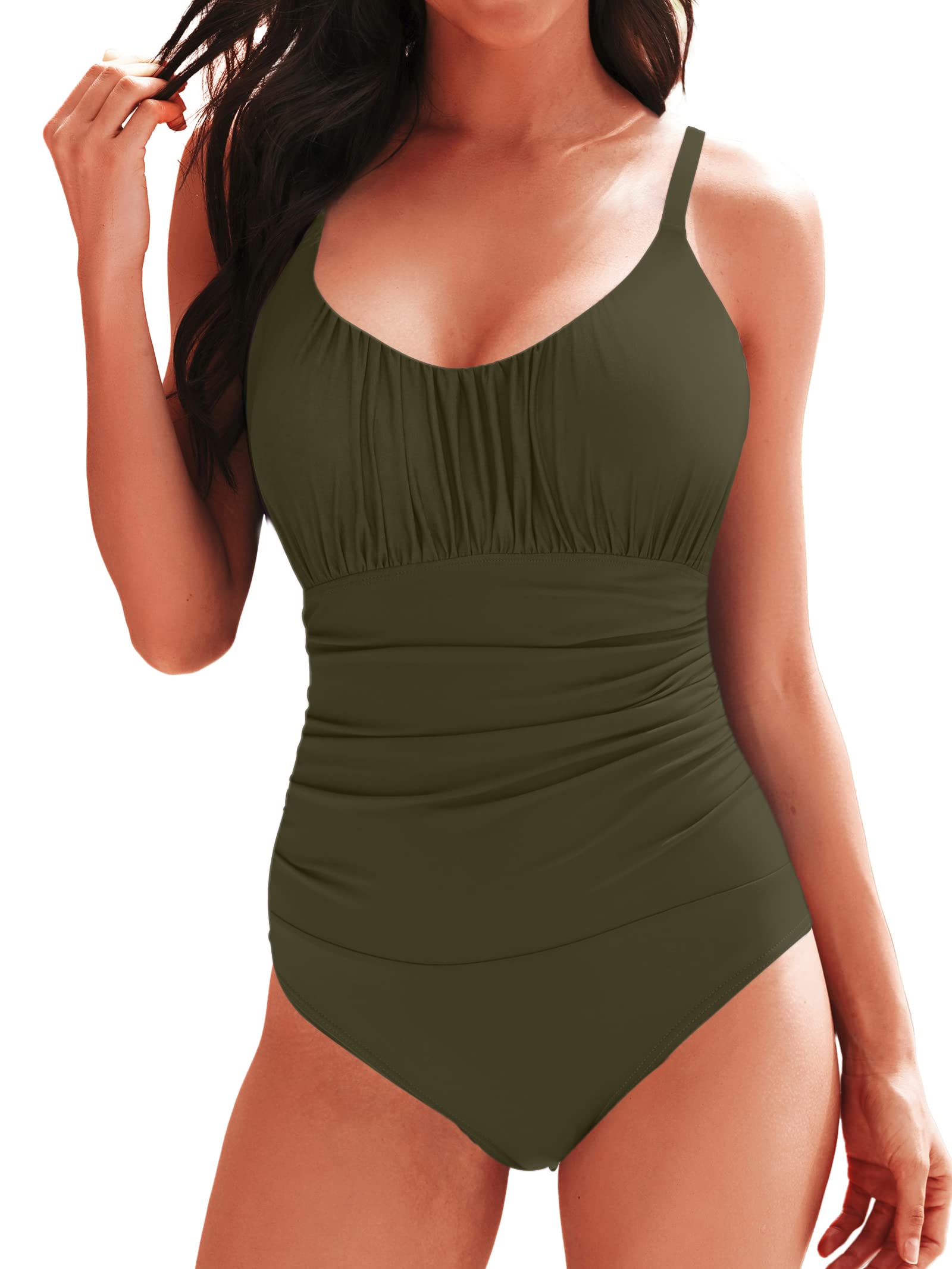 LAPHEE ROSE One Piece Swimsuit for Women Tummy Control Bathing Suits Ruched Swimwear