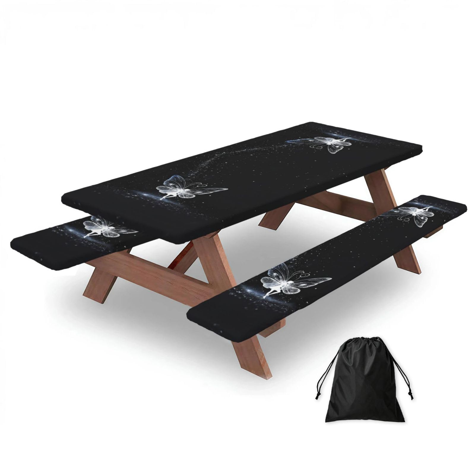 Butterfly Print 3 Pack Wipeable Picnic Bench Cover And Table Cover Lightweight Table Cloth For Camping Outdoor