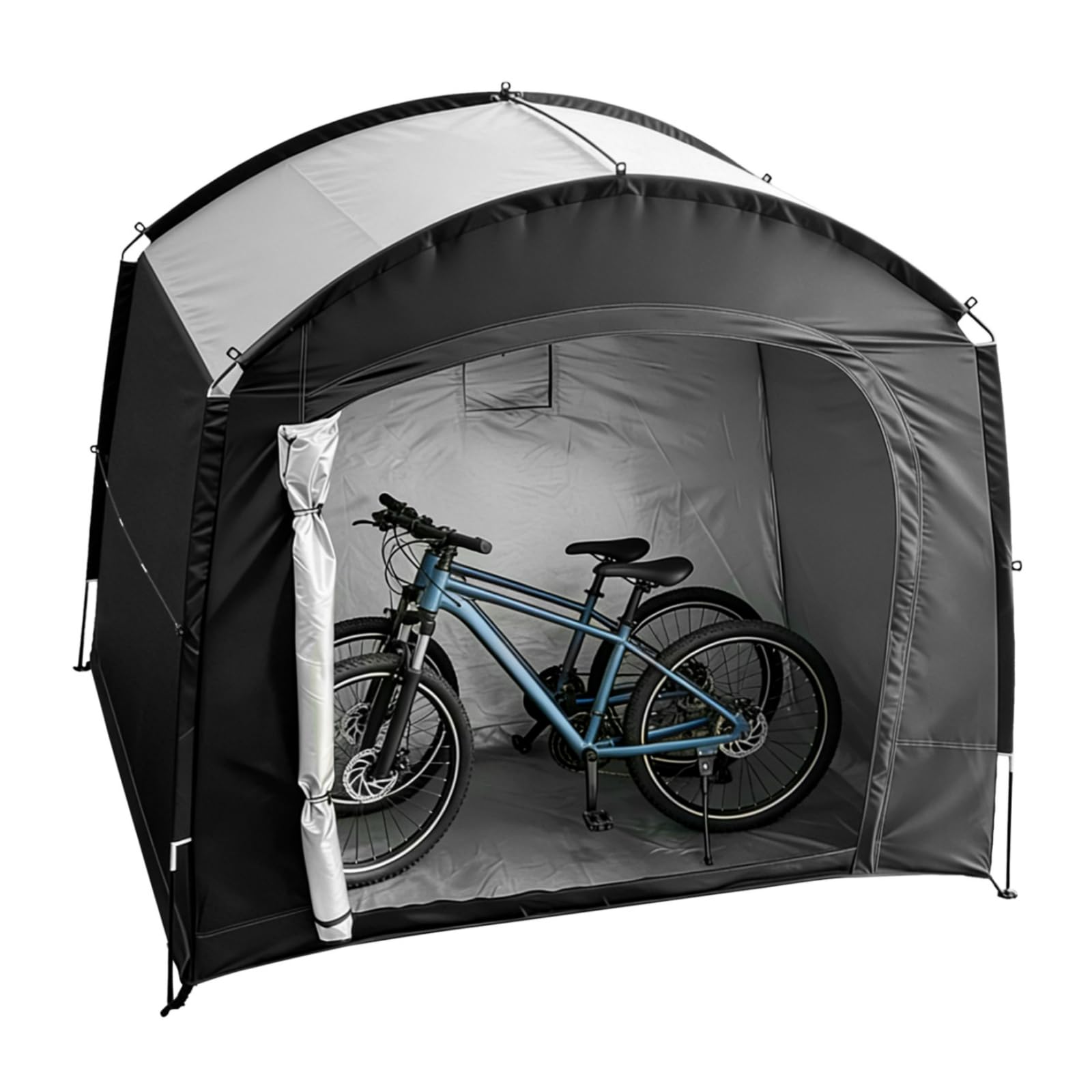 Tenda di Stoccaggio per 1-5 Biciclette Impermeabile Portatile da Esterno， Copertura Garage Oxford 210D con Finestra Ventilata, per Moto, Tosaerba e Attrezzi da Giardino, Nero