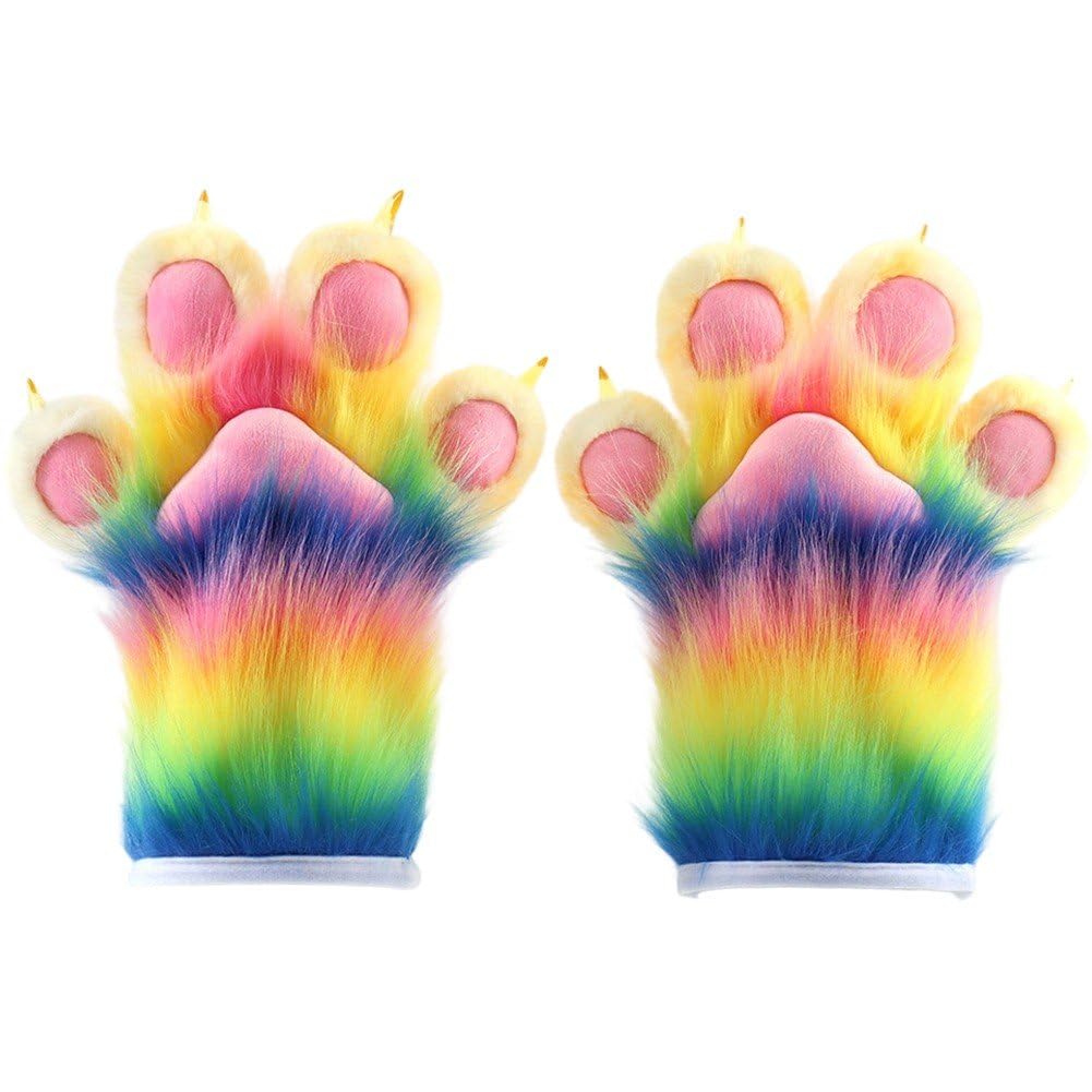 Pattes de griffes en fourrure d'animaux peluche pour cosplay et déguisement d'Halloween